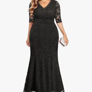Elegant Black Lace Evening Gown